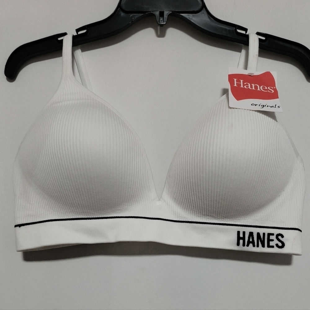 Hanes White Ribbed Bra Set / Size 2X